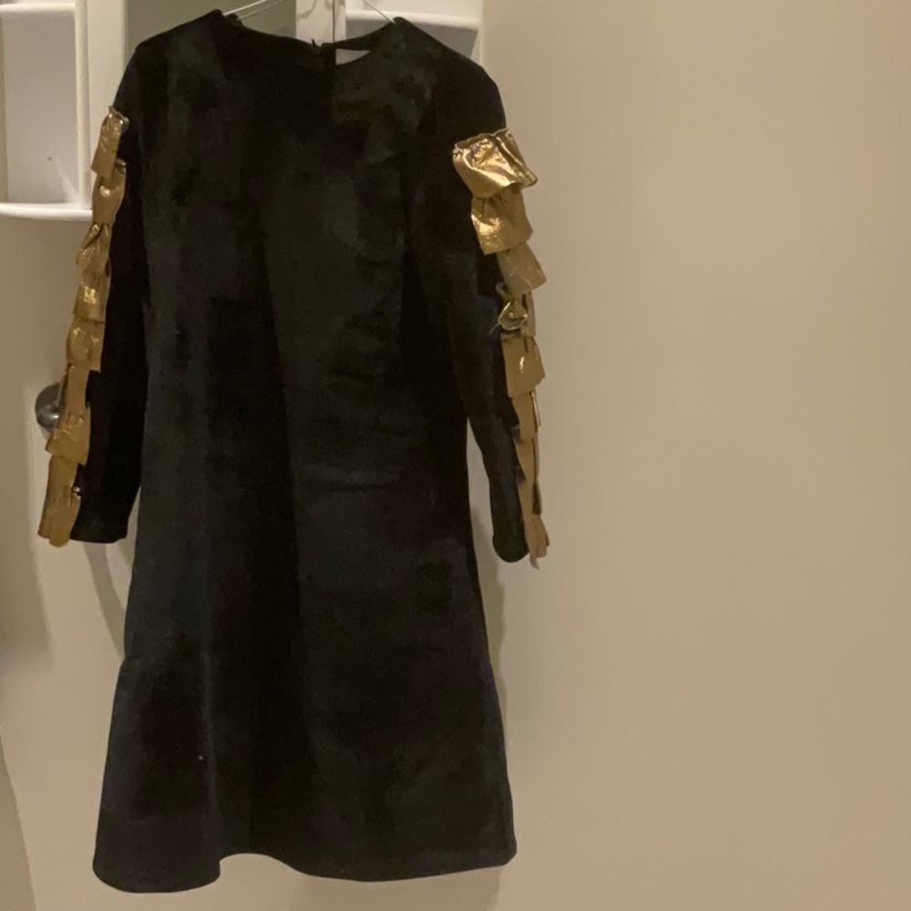 🧓🏼MT Joli velvet dress with gold sleeve decorations
